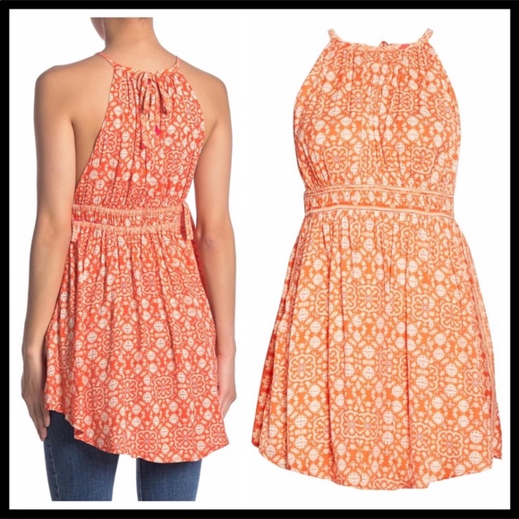 FREE PEOPLE BOHO FLOWY MINI TUNIC SUN DRESS A2C - Picture 7 of 16